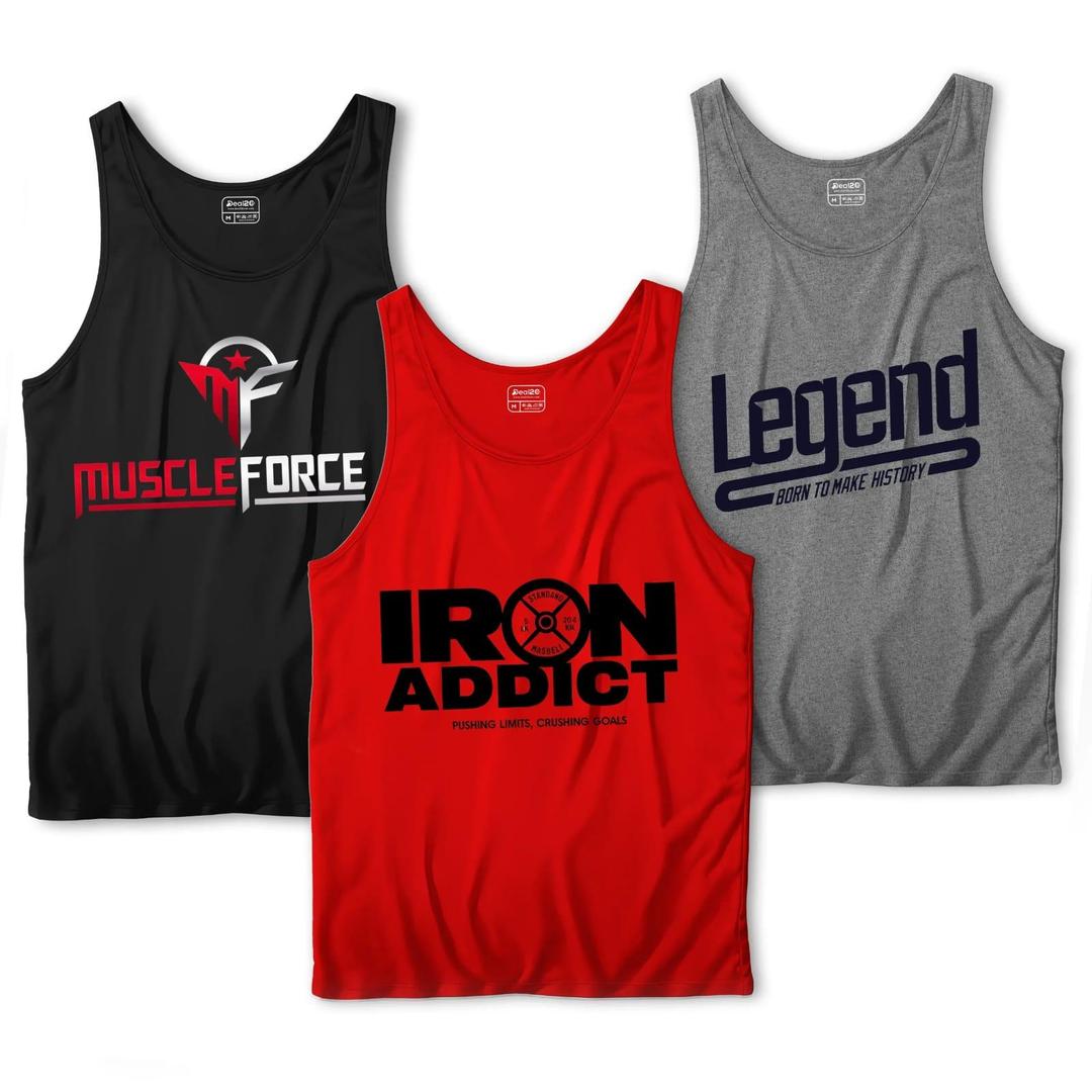 3-Pack Men's Dri-Fit Sando Shirts – Multicolor | Breathable Gym Wear