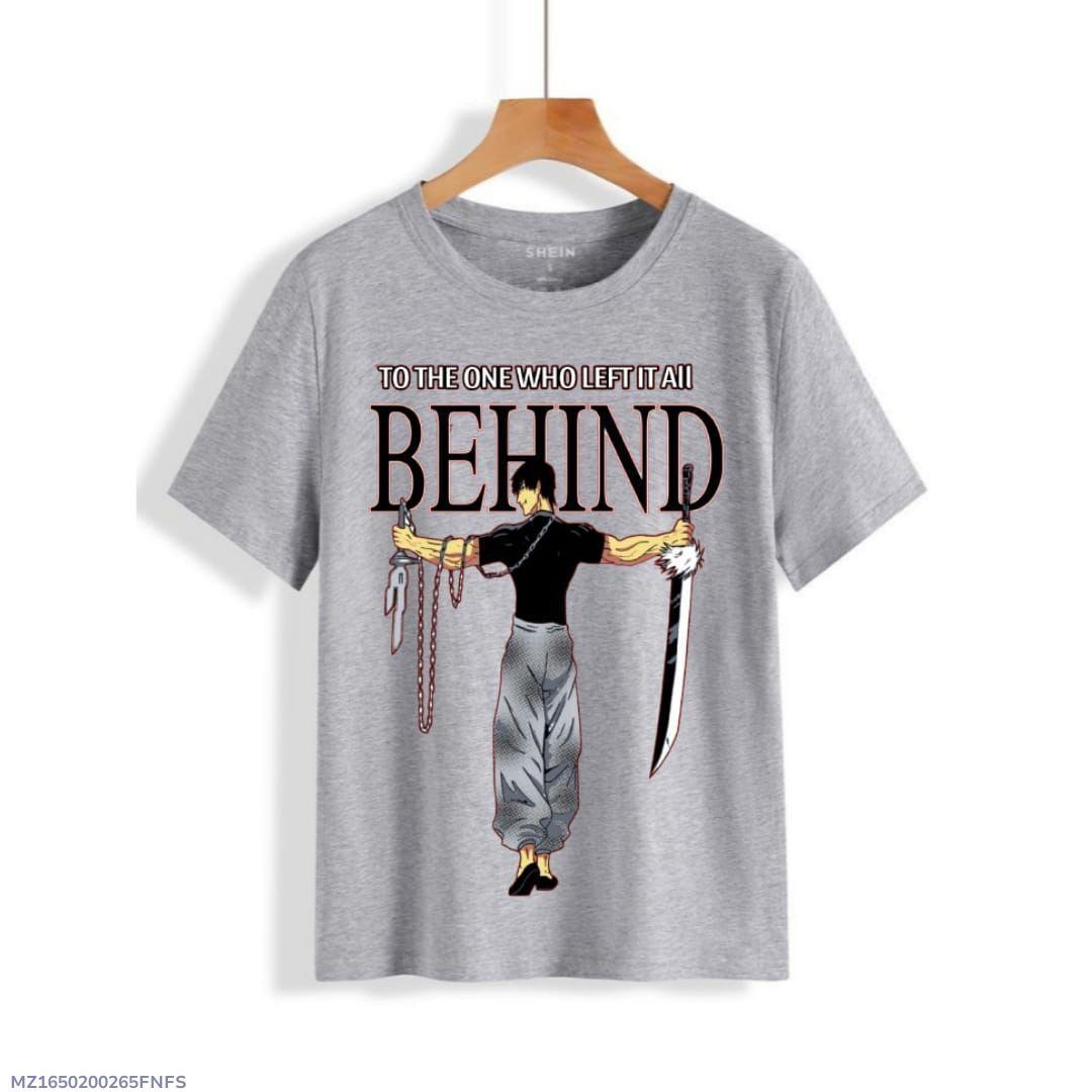 Men’s Printed Cotton T-Shirt – Round Neck | White, Black, Gray