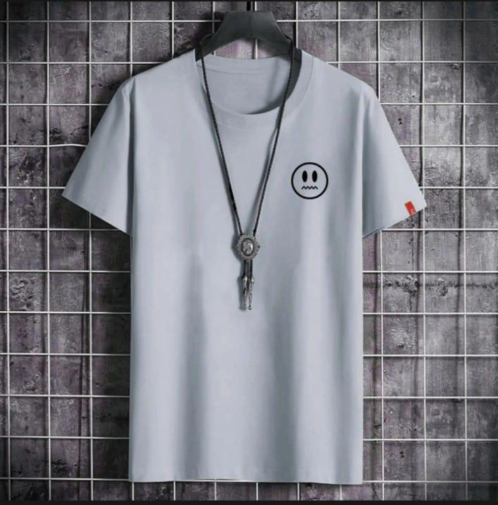 Men’s Premium Cotton Printed T-Shirt – Round Neck | White, Gray, Black