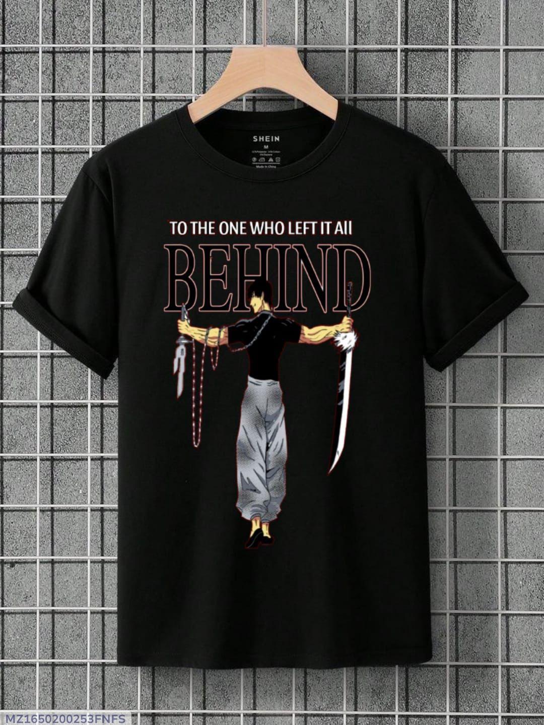 Men’s Printed Cotton T-Shirt – Round Neck | White, Black, Gray