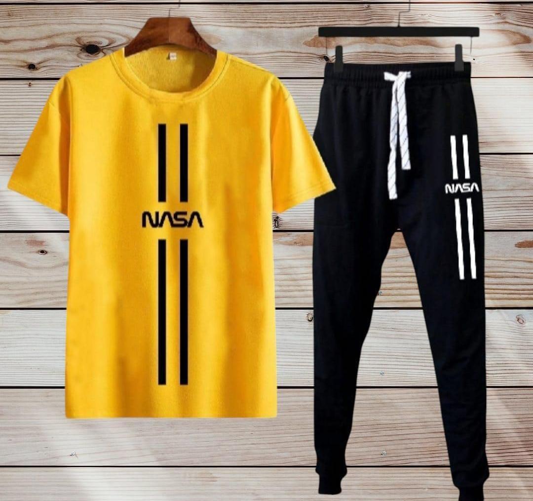 Men's Printed Dri-Fit Tracksuit – Yellow, Red & Black (2 Pcs)