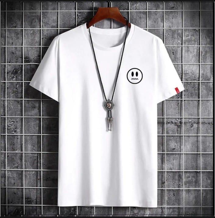 Men’s Premium Cotton Printed T-Shirt – Round Neck | White, Gray, Black
