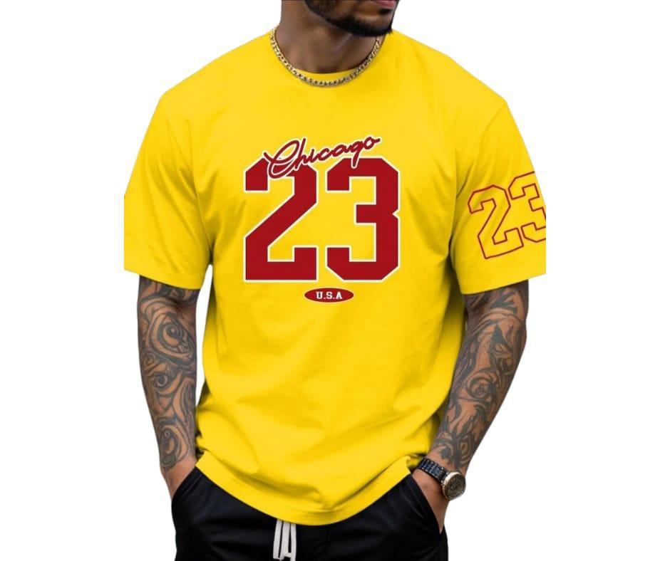 Men's Flame Print Jersey Cotton T-Shirt

- 4 Colors (Yellow, Brown, White, Black) Graphic Sublimation, Round Neck (M-L-XL)